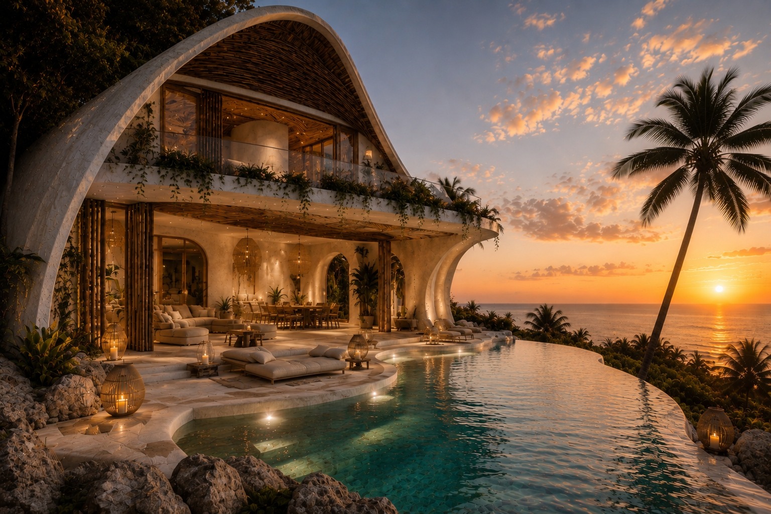 SHA KOON hillside villa overlooking the Gulf of Thailand at sunset